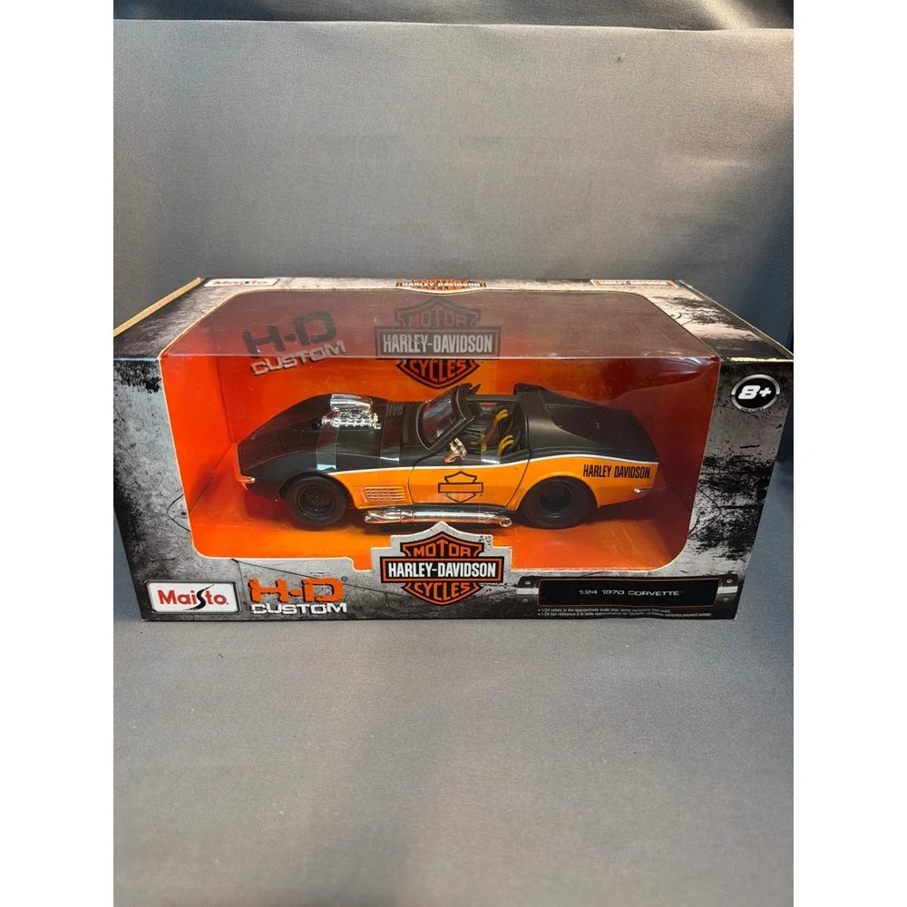 Maisto H-D Custom 1:24 1970 Corvette Die-Cast Harley-Davidson Black Orange 32193